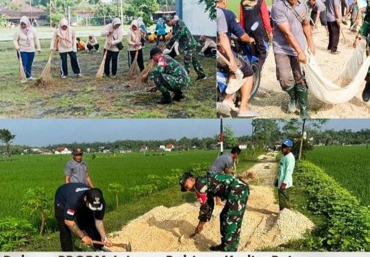 Dukung BBGRM, Jajaran Babinsa Kodim Bojonegoro Karya Bakti Bersama Masyarakat