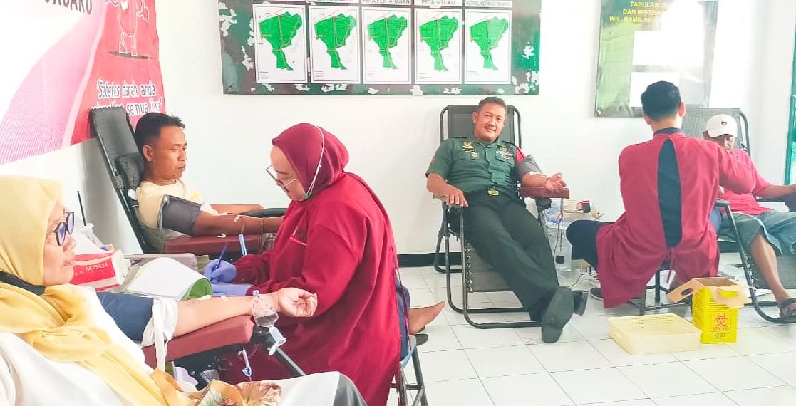 Peduli Kesehatan, Koramil Kepohbaru Bojonegoro Gelar Bakti Sosial Donor Darah