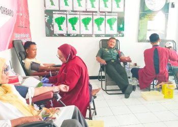Peduli Kesehatan, Koramil Kepohbaru Bojonegoro Gelar Bakti Sosial Donor Darah