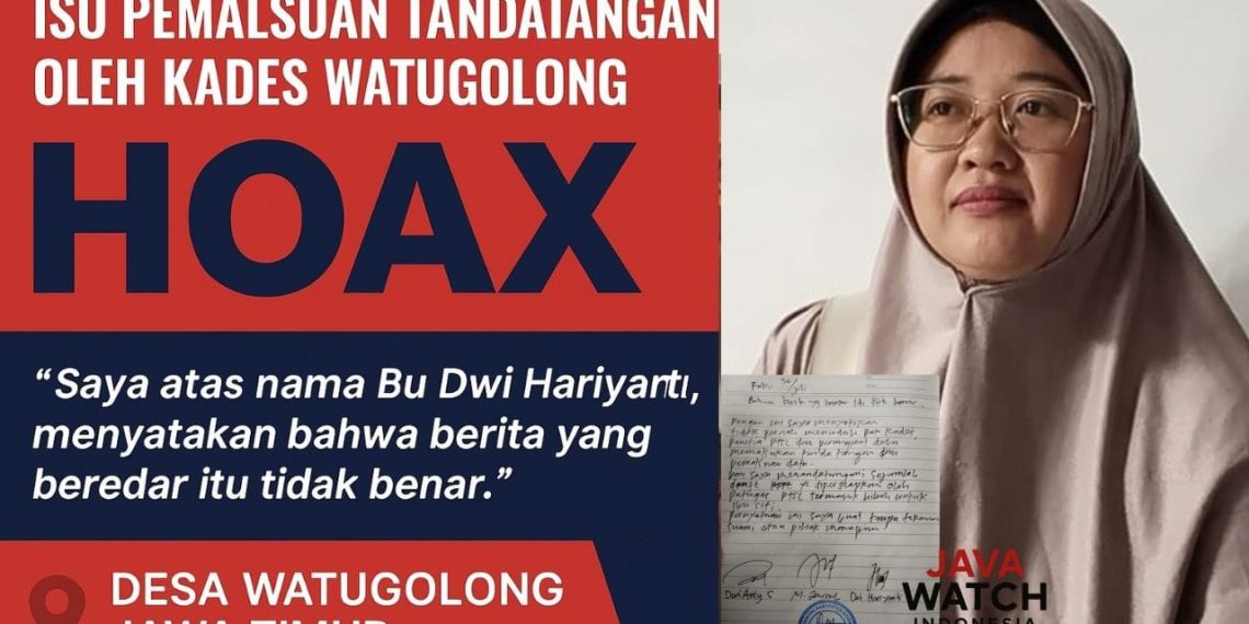 HOAX ! Beredar Isu Pemalsuan Tanda Tangan Oleh Kades Watugolong Sidoarjo, Dwi Hariyanti Beri Klarifikasi