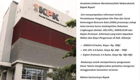 KPK Monitor Masalah Perumahan Mutiara City dan Indikasi Gratifikasi Perizinan di Kabupaten Sidoarjo