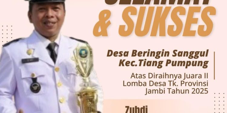 Bupati M. Syukur Bangga, Desa Beringin Sanggul Raih Juara II Lomba Desa Tingkat Provinsi Jambi
